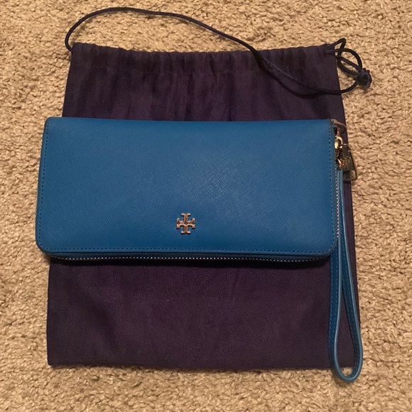 Tory Burch Robinson Zip Continental Wallet, Blue - Picture 1 of 11